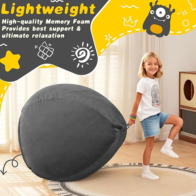 HABUTWAY 2FT Bean Bag Chair, Teardrop Bean Bag Chair Luxurious Velvet Ultra - Image 5