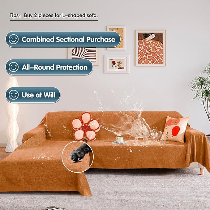 STACYPIK Waterproof Orange Couch Cover - Image 3