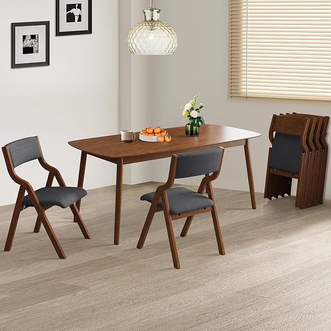 Folding Dining Chairs Set of 2, Upholstered Kitchen Chair - Image 3