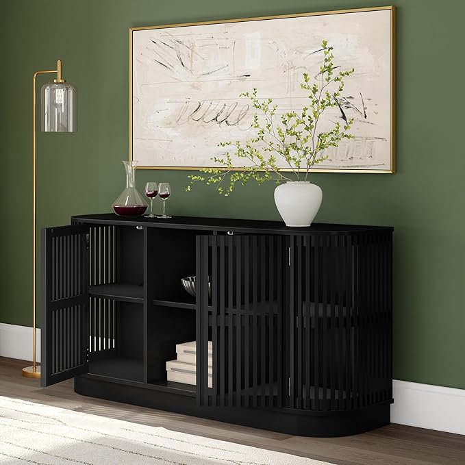 Plank+Beam Contour Wood TV Stand, Two Door Solid Wood Entertainment Console - Image 6