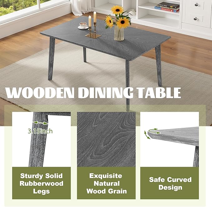 Merax 6 Piece Solid Wood Dining Table Set - Image 8