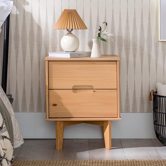Brynn Modern Solid Wood Groove Handle Nightstand 24 Inch Natural Pine - Image 2