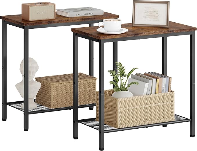 Hoctieon 2 Tier End Table, Sofa Side Table, Narrow Side Table by Hoctieon