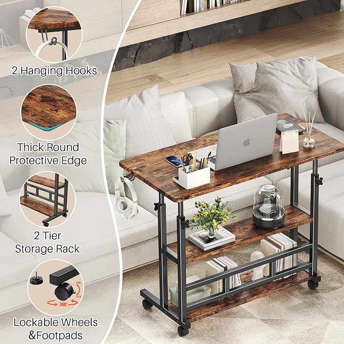 Adjustable Height Standing Desk, Rolling Stand Up Desk - Image 4