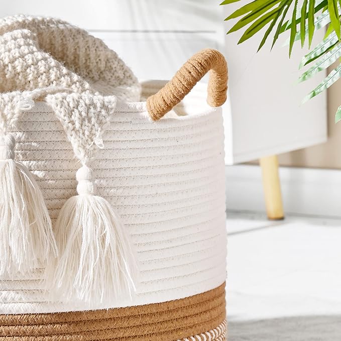 KAKAMAY Large Blanket Basket, Woven Baskets - Image 4