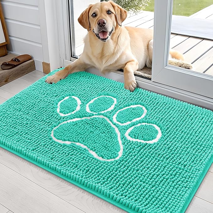 OLANLY Door Mat for Muddy Dog Paws 36x24, Ultra Absorbent Chenille Mud Doormat by OLANLY