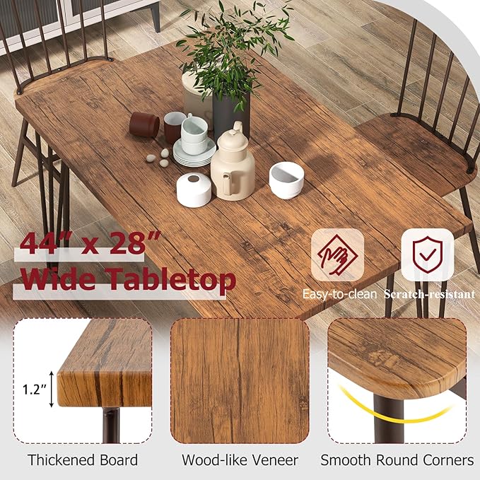 Tangkula Dining Table Set for 4, Kitchen Table and Chairs Set of 4 w/Metal Frame - Image 8