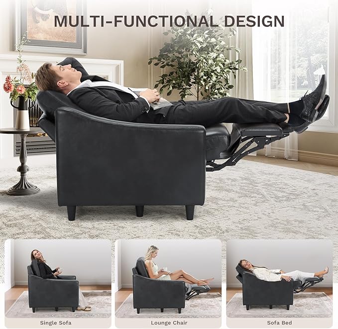 COLAMY Pushback Electric Recliner Chair, Premium Leather Upholstery - Image 5