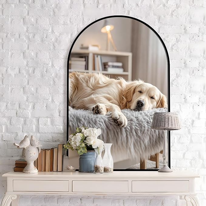 Arched Wall Mirror 24"X36", Modern Farmhouse Mirror Wall Mounted, Curved Arch by PUZONJIG