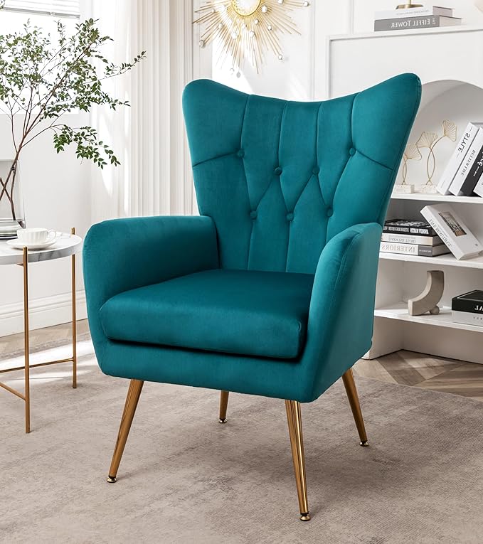 Container Furniture Direct Modern Chic Mid-Century Velvet Accent Armchair - Image 3