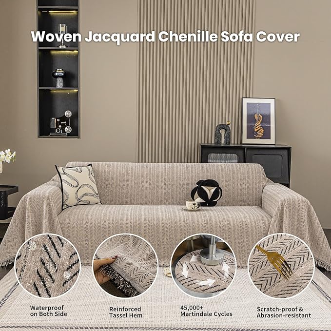 Nobildonna Sofa Cover Washable Soft Thicken Chenille Couch Cover - Image 4