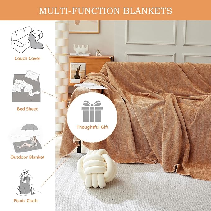STACYPIK Orange Sofa Cover, Modern Chenille Couch Cover - Image 8