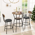 3-Piece Round Bar Table and Chair Set, Small Dining Table by Zevemomo