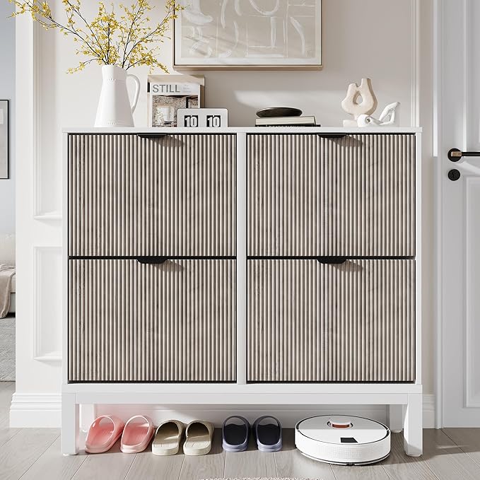 GarveeHome Fluted Shoe Storage Cabinet - Image 3