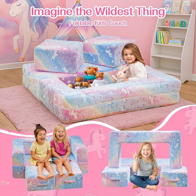 Lamerge Toddler Couch Glow in The Dark Toddler Fold Out Couch - Image 9