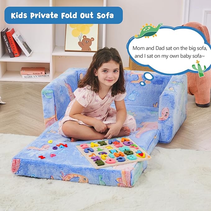Toddler Chair Comfy, 2-in-1 Soft Toddler Couch Fold Out - Image 3