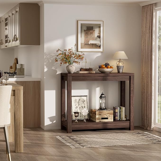 Small Farmhouse Wood Entryway Table Narrow Console Table - Image 7
