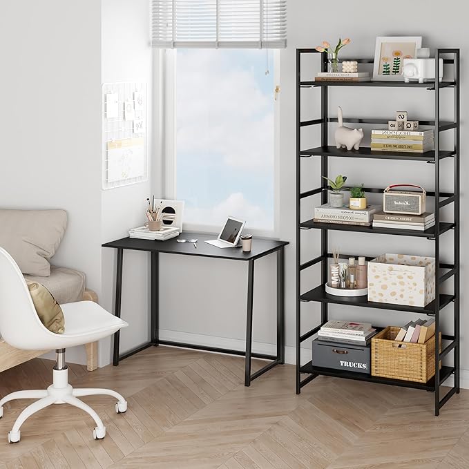 BHG Vintage Multifunctional Folding Bookshelf, No-Assembly Plant Stand Storage - Image 2