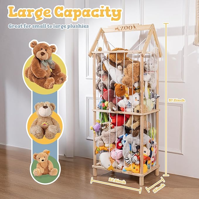 Stuffed Animal Storage, Wooden Stuffed Animal Holder Stuffed Animal Zoo - Image 3