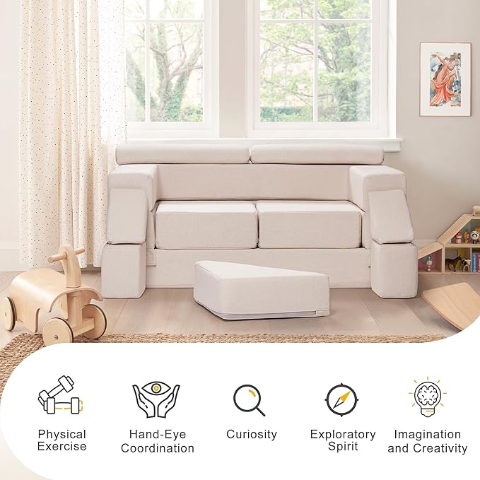 ROBOTIME Modular Play Couch for Kids, Convertible Toddler Sofa - Image 6
