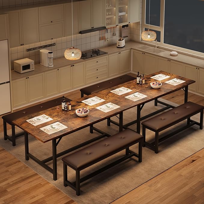 3-Piece Dining Table Set for 4-6 People, Extendable Kitchen Table Set - Image 5
