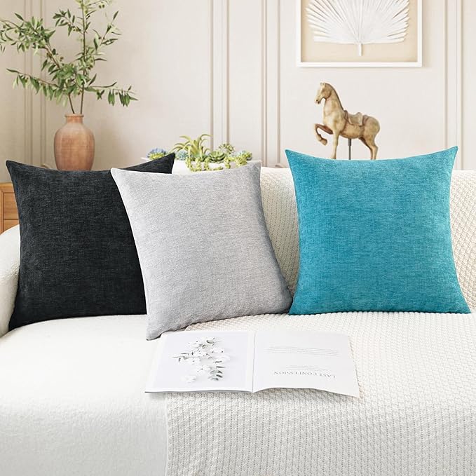 CaliTime Throw Pillow Covers Decorative 18 X 18 Inches Pack of 2 Cozy Chenille - Image 5