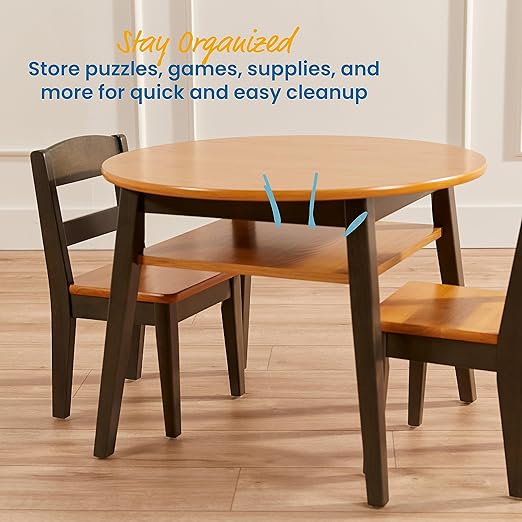 ECR4Kids Hideaway Table and Chair Set, Kids Furniture, Honey/Grey Wash - Image 4