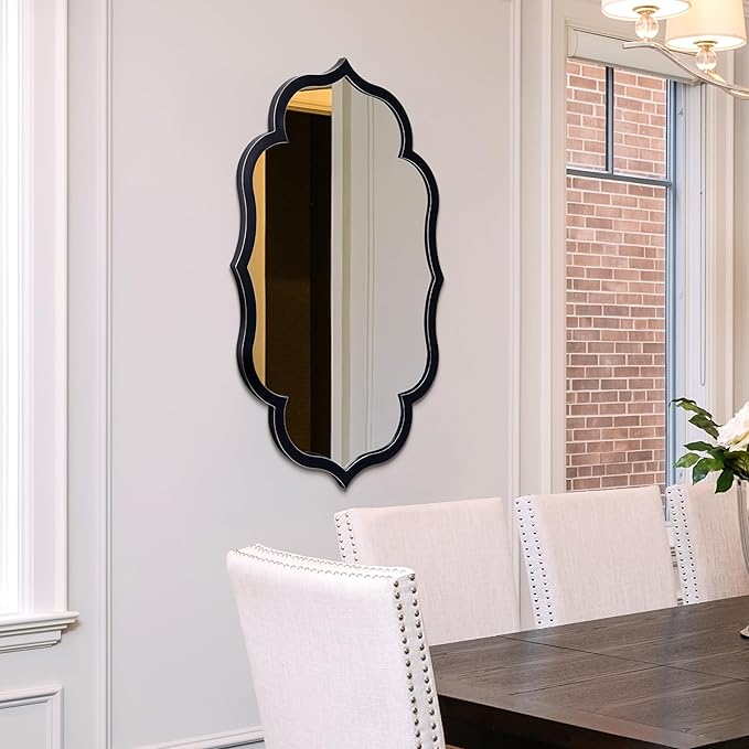 Empire Art Direct Curved Scalloped Wall Mirror on Black Matte Frame - Image 6