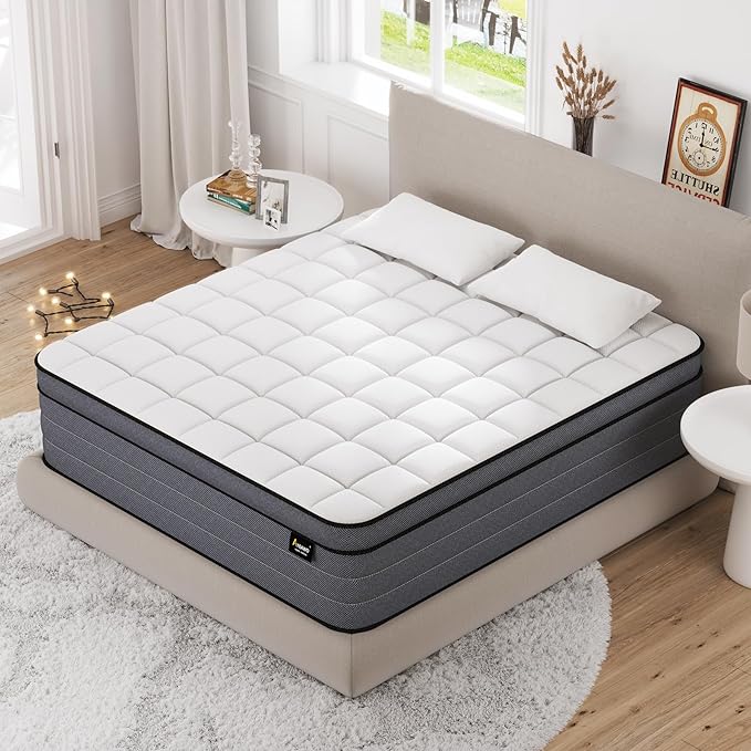 Queen Mattress 12 Inch, Hybrid Mattress Queen Size in a Box, Pressure Relief by AyeawoHybridMattress