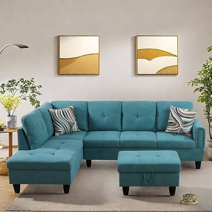 NAYSAYE Sectional Couch with Ottoman Storage, L Shaped Couch Sofa Furniture Sets - Image 4