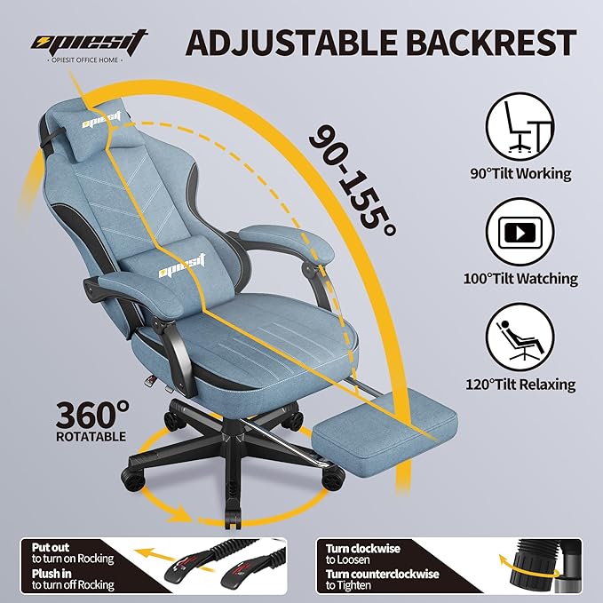Gaming Chair, Fabric Computer Chair - Image 4