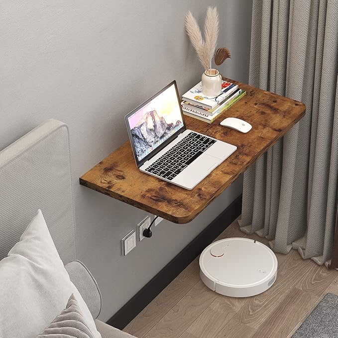Pmnianhua 31'' Rustic Brown Wall Mounted Drop Leaf Table, Folding Table - Image 4