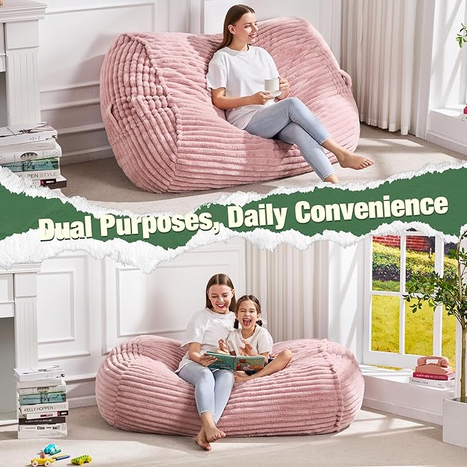 Hobestluk 4FT Bean Bag Chairs Adult Bean Bag - Image 6
