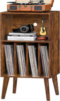 Lerliuo Record Player Stand, Mid-Century Vinyl Storage Cabinet Table by Lerliuo