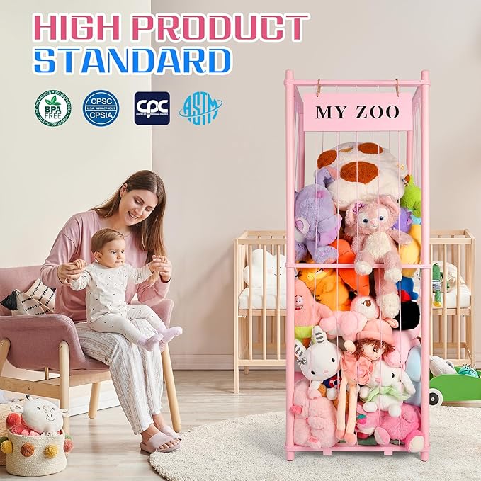 Stuffed Animal Storage Zoo, Wooden Stuffed Animal Organizer - Image 3