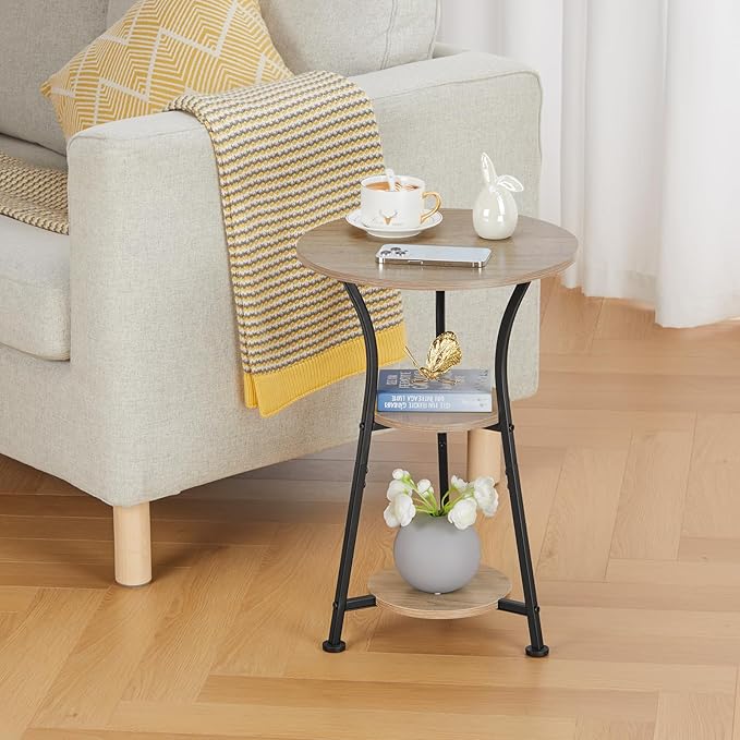 Dulcii Round Side Table for Narrow and Small Spaces, 3 Tier Small Round End - Image 5