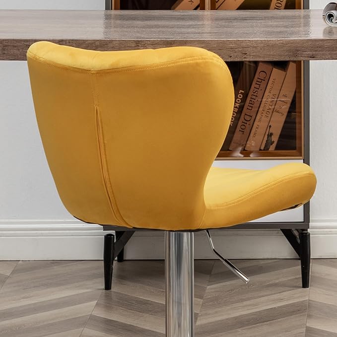 Roundhill Furniture Ellston Velvet Adjustable Swivel Barstools in Yellow - Image 10