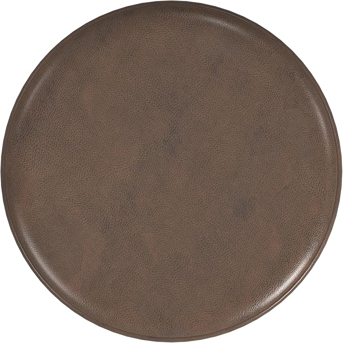 HomePop Upholstered Faux Leather Round Ottoman Home Décor | Round Pouf Foot - Image 5