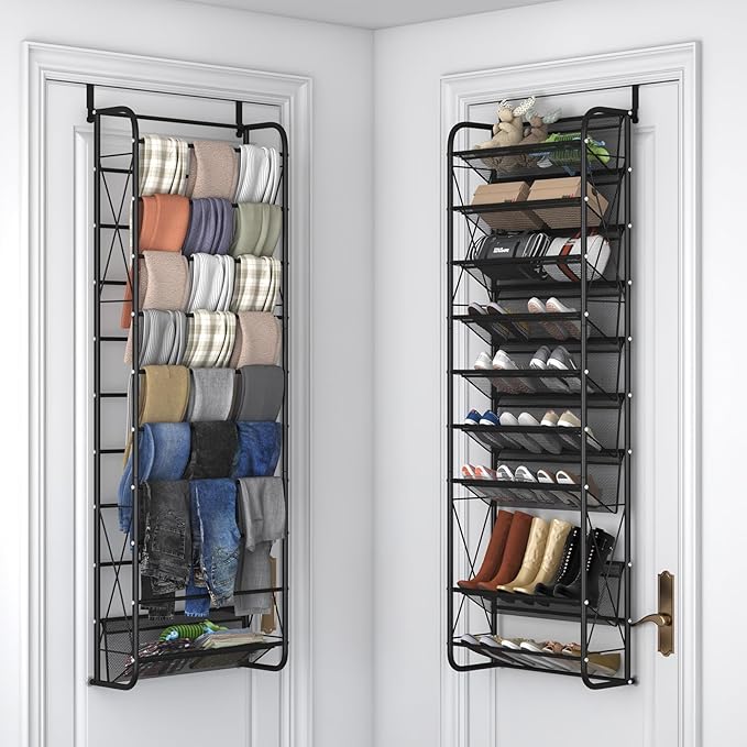 JSB 10 Tier Shoe rack Mesh fabric Over The Door Shoe Organizer X-structure - Image 6