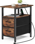 Vagusicc End Table with Charging Station, Narrow Side Table, 23.8'' Tall by Vagusicc