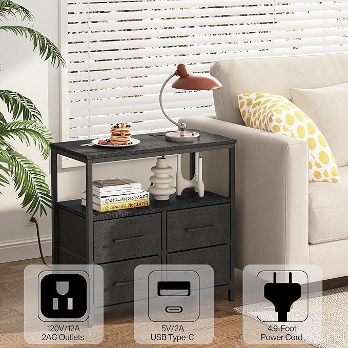 TUTOTAK LED Night Stand with Charging Station, Large Nightstand with USB and - Image 8