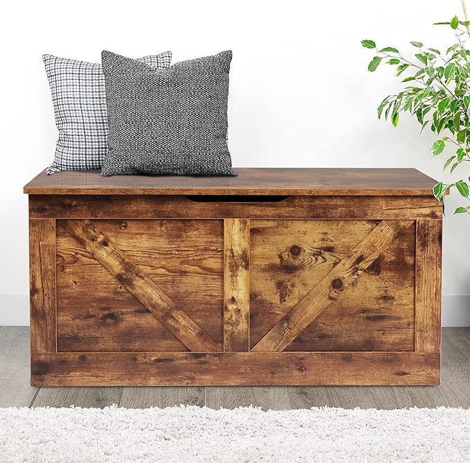 39.4" Storage Chest, Wooden Storage Bench, Large Storage Trunk - Image 9