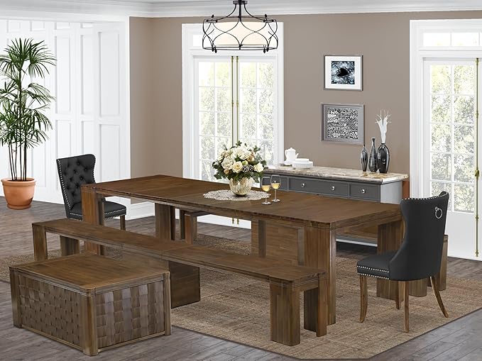 X02DA-2C8-12 6-Pc Dining Set Includes an Extendable Rectangle Kitchen Table by LuxebyEastWestFurniture