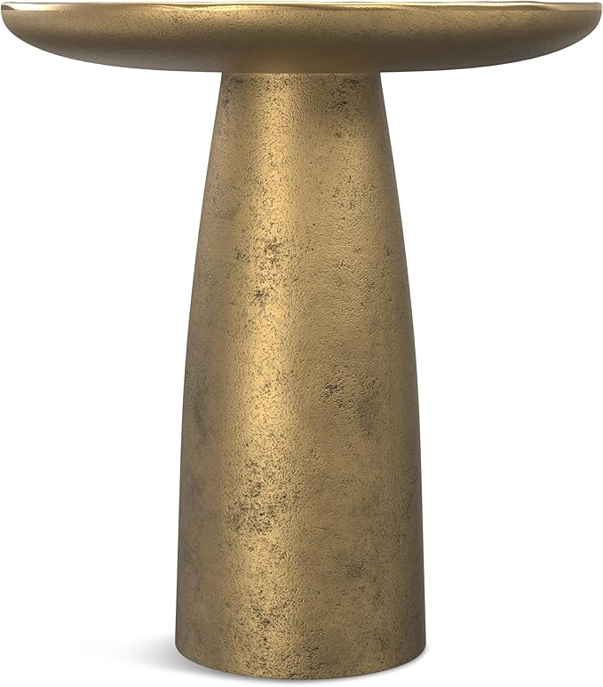 SIMPLIHOME Dominique Metal Table in Antique Brass, 18-inch Round, 19.75-inch - Image 5
