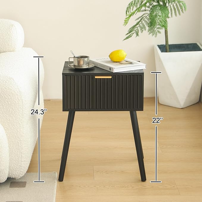 Black Nightstand, Small End Tables Living Room, Accent Bedside Table - Image 3