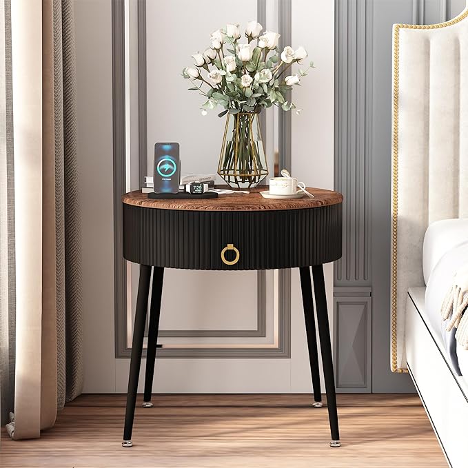 OIOG Side Tables Set of 2, Round Nightstand - Image 9