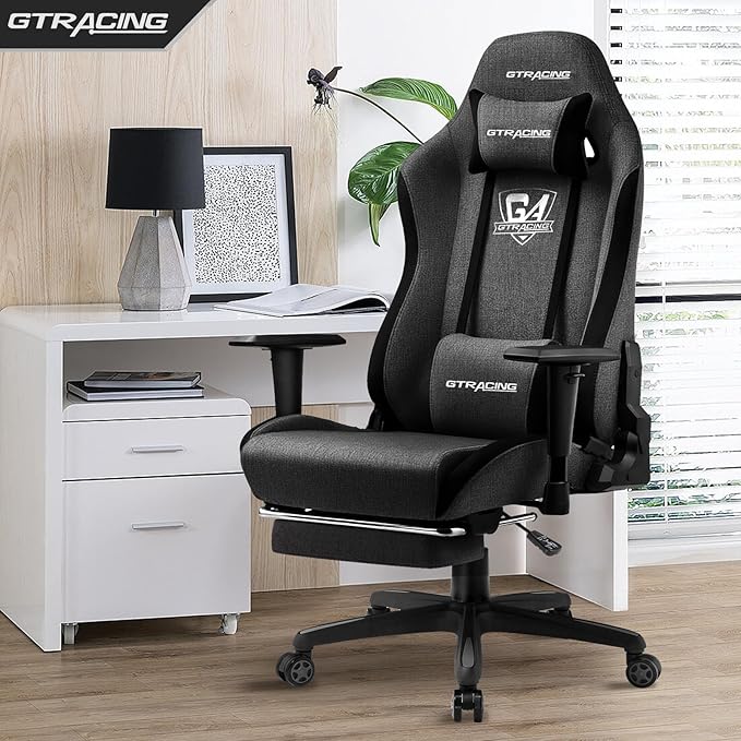 GTRACING Gaming Chair with Footrest, Fabric Breathable Big and Tall Ergonomic - Image 2