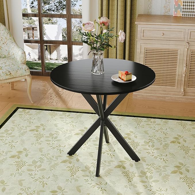 Unovivy 31.5" Black Small Round Dining Table - Image 3