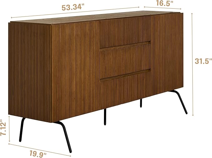 NTC Veil Sideboard with 2 Doors and 3 Drawers, Buffet Cabinet with Vertical - Image 2