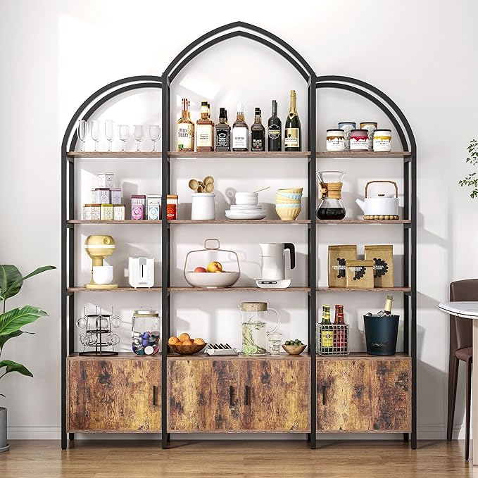 Triple Wide 5 Tier Tall Arched Bookshelf and Bookcase - Image 8
